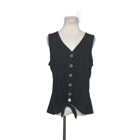 Sanctuary Black Buttoned Front Tied Sleeveless Knit Top Size XL - Picture 11 of 11